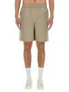 Fred Perry Cotton Bermuda Shorts In Nude