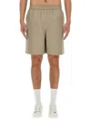 Fred Perry Cotton Bermuda Shorts Relaxed Knee Length In Brown