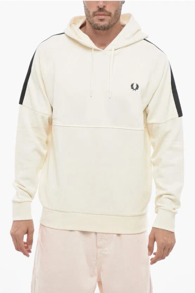 Fred Perry Cotton Blend Hoodie With Contrasting Details In Neutral