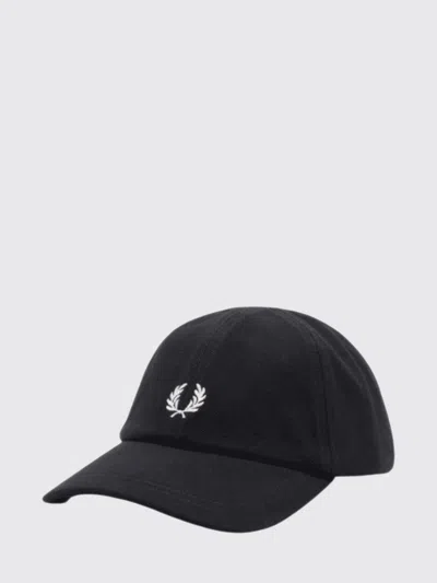 Fred Perry Cotton Canvas Baseball Cap With Embroidered Logo In Black
