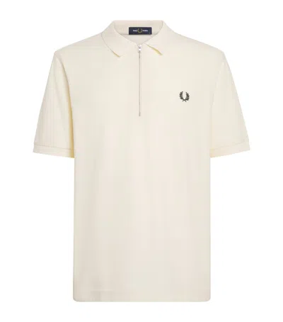 Fred Perry Cotton Crepe Piqué Polo Shirt In White