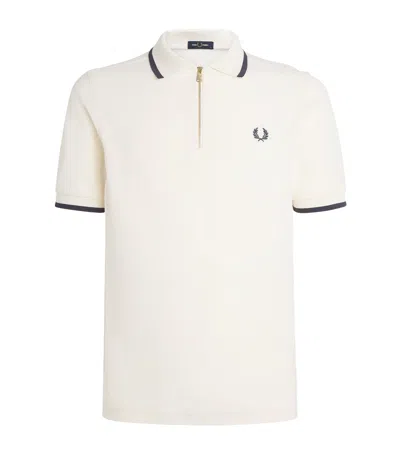 Fred Perry Cotton Crepe Piqué Polo Shirt In Neutral