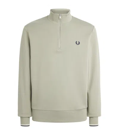 Fred Perry Cotton Half-zip Sweatshirt In Green