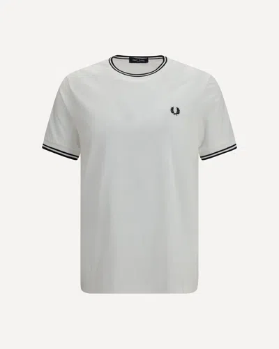 Fred Perry Cotton Jersey Crew Neck T-shirt In White