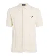 Fred Perry Short Sleeve Knitted Button Through Shirt In Beige