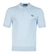 Fred Perry Cotton Knitted Polo Shirt Light Smoke