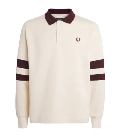 Fred Perry Cotton Logo Polo Sweatshirt In Ivory