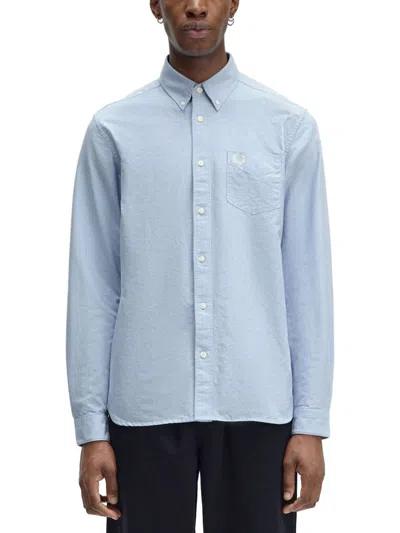 Fred Perry Cotton Oxford Shirt In Blue
