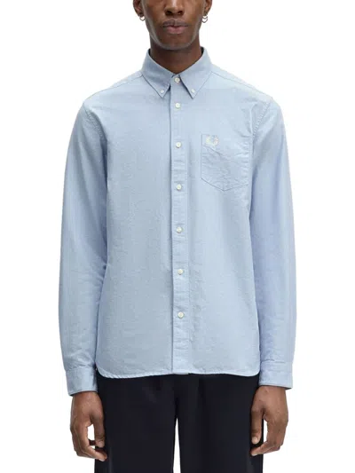 Fred Perry Cotton Oxford Shirt In Blue
