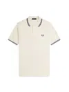 Fred Perry Cotton Pique Polo Shirt With And Double Stripe In Beige