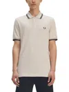 Fred Perry Cotton Pique Polo Shirt With Double Stripe In Yellow