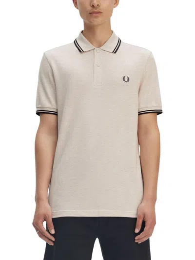 Fred Perry Cotton Pique Polo Shirt With Double Stripe In Yellow