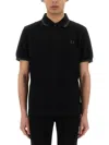 Fred Perry Cotton Pique Polo Shirt With Double Stripe In Black