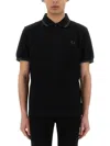 Fred Perry Cotton Pique Polo Shirt With Double Stripe In Black