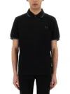 Fred Perry Cotton Pique Polo Shirt With Double Stripe In Black