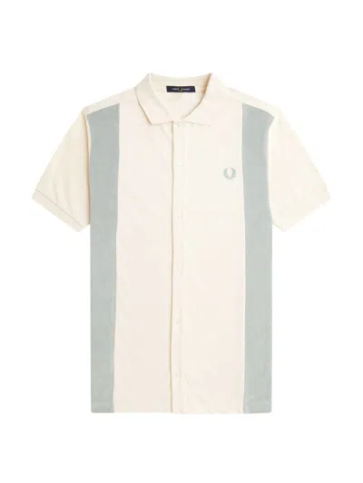 Fred Perry Cotton Piquet Polo Shirt With Towel Inserts In Beige
