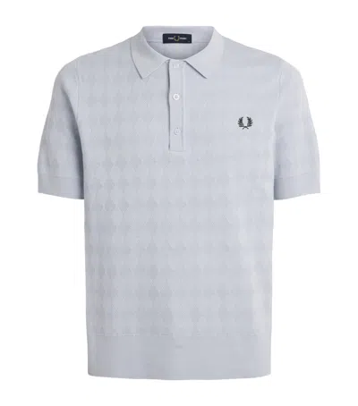 Fred Perry Cotton Pointelle Polo Shirt In Blue