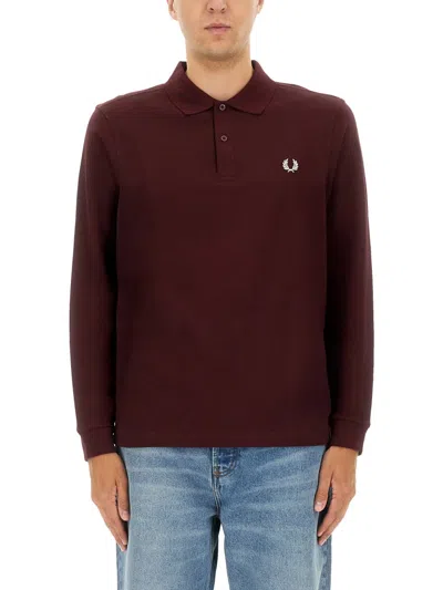 Fred Perry Cotton Polo In Burgundy
