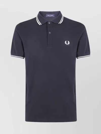 Fred Perry Short Sleeve Twin Tipped Polo Shirt In Blue
