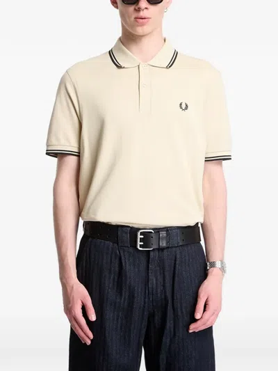Fred Perry Laurel Wreath-embroidered Cotton Polo Shirt In Yellow