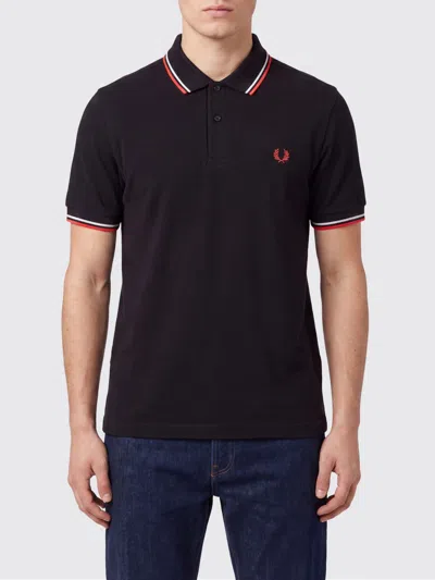 Fred Perry Cotton Polo Shirt With Contrast Tipping And Embroidered Logo In Black