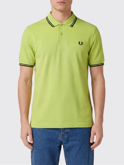 Fred Perry Cotton Polo Shirt With Contrast Tipping And Embroidered Logo In Green