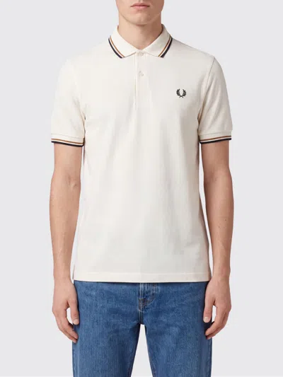 Fred Perry Cotton Polo Shirt With Contrast Tipping And Embroidered Logo In White