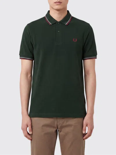 Fred Perry Cotton Polo Shirt With Logo In Green