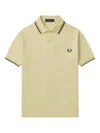 Fred Perry Twin Tipped Polo T Shirt Yellow In White