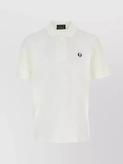 Fred Perry Cotton Ribbed Collar Polo Shirt In Black
