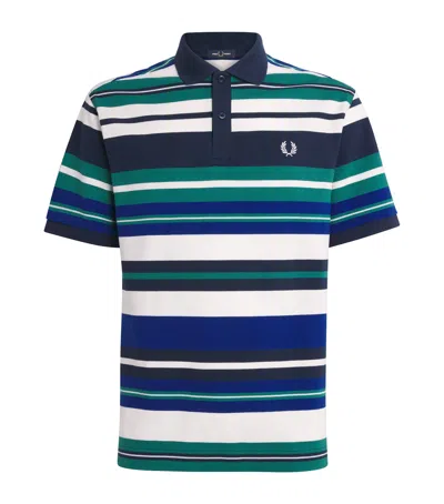 Fred Perry Cotton Stripe Polo Shirt In Red
