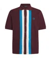 Fred Perry Panelled Button Through Polo Oxblood In Burgundy