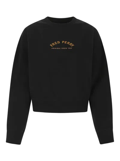 Fred Perry Cotton Sweatshirt In Black