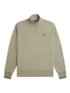 Fred Perry Waffle Stitch Half Zip Jumper In Grey