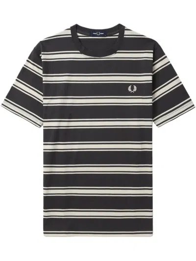 Fred Perry Horizontal Fine Stripe T-shirt In Gray