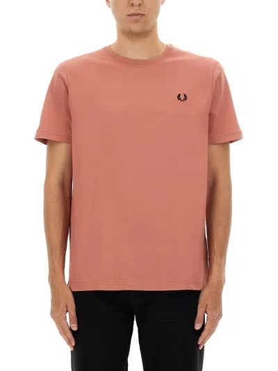 Fred Perry Cotton T Shirt In Pink