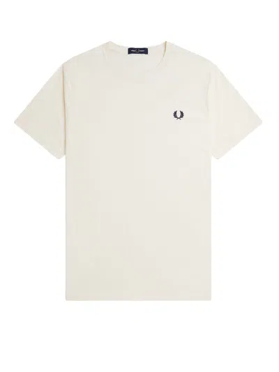 Fred Perry Cotton T-shirt With Logo Embroidery In White
