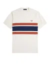 Fred Perry Cotton T-shirt With Striped Motif In White
