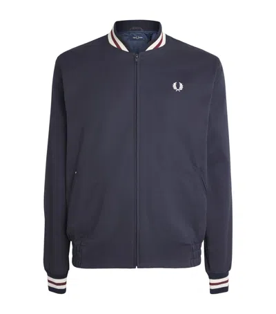 Fred Perry Cotton Tennis Bomber Jacket In Blue