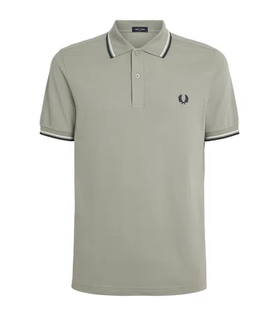 Fred Perry Cotton Twin Tipped Polo Shirt In Gray