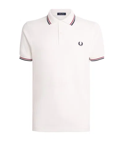 Fred Perry Cotton Twin Tipped Polo Shirt In White