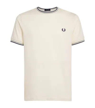 Fred Perry Cotton Twin Tipped T-shirt In Neutral