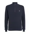 Fred Perry Cotton Waffle Stitch Quarter-zip Sweater In Blue