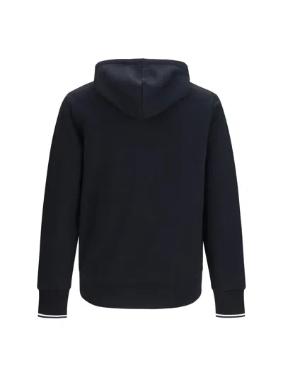Fred Perry Cotton With Striped Cuffs Hoodie In Black