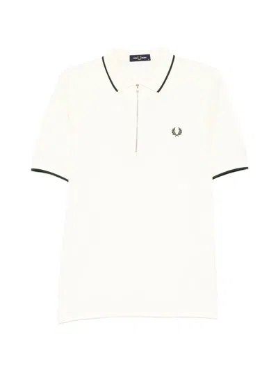 Fred Perry Crape Pique Polo Shirt In White
