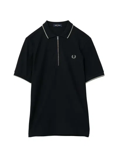 Fred Perry Crepe Pique Polo Shirt In Black