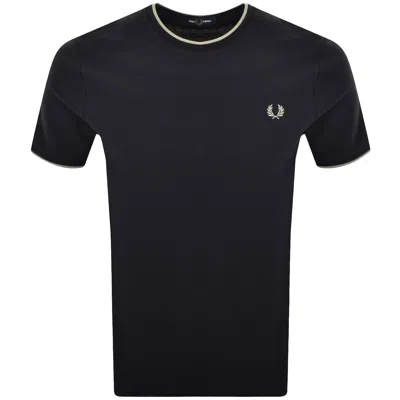 Fred Perry Crepe Pique T Shirt Navy In Blue