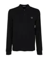 Fred Perry Embroidered Long-sleeve Polo Shirt In Black