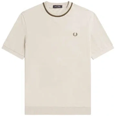 Fred Perry Crew Neck Pique T-shirt In White