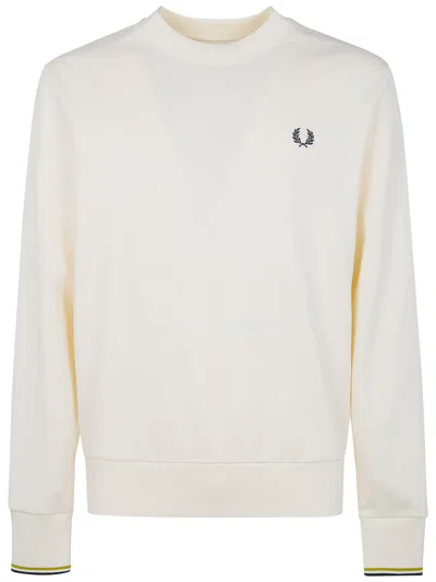 Fred Perry "" Crew Neck Sweatshirt In White